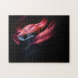 Red Snake on Black - HD Photo Puzzle Legpuzzel