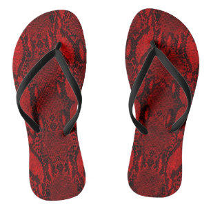 Red Snake Skin Print Teenslippers