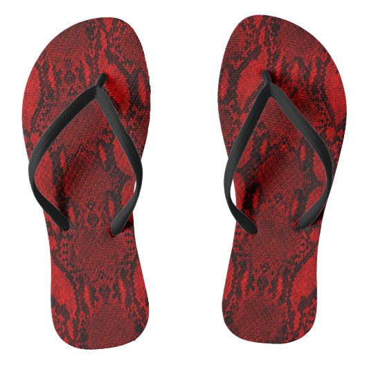 Red Snake Skin Print Teenslippers (Voetbed)