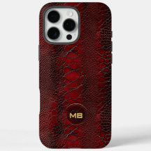 Red Snakeskin Leather Print Monogram in reliëf