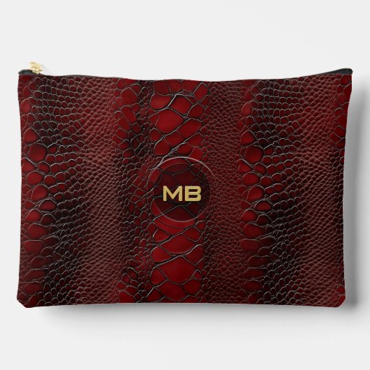 Red Snakeskin Leather Print Monogram in reliëf Etui (Voorkant)