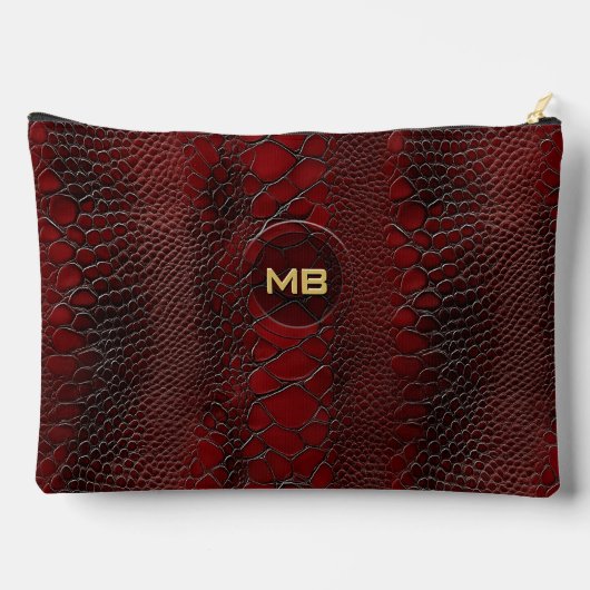 Red Snakeskin Leather Print Monogram in reliëf Etui (Achterkant)