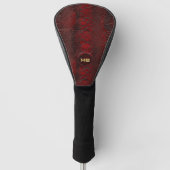 Red Snakeskin Leather Print Monogram in reliëf Golfheadcover (Voorkant)