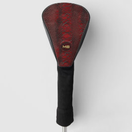 Red Snakeskin Leather Print Monogram in reliëf Golfheadcover