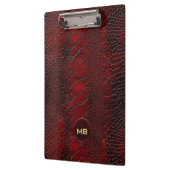 Red Snakeskin Leather Print Monogram in reliëf Klembord (Links)