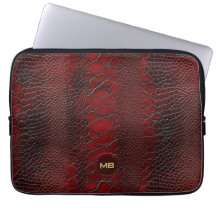 Red Snakeskin Leather Print Monogram in reliëf