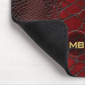 Red Snakeskin Leather Print Monogram in reliëf Muismat (Hoek)