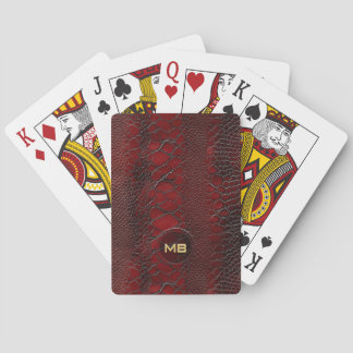 Red Snakeskin Leather Print Monogram in reliëf Pokerkaarten