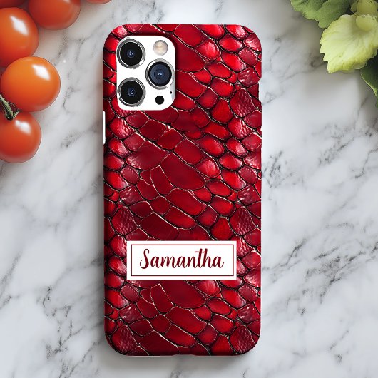 Red Snakeskin Persoonlijke naam Dierenprint Case-Mate iPhone Case