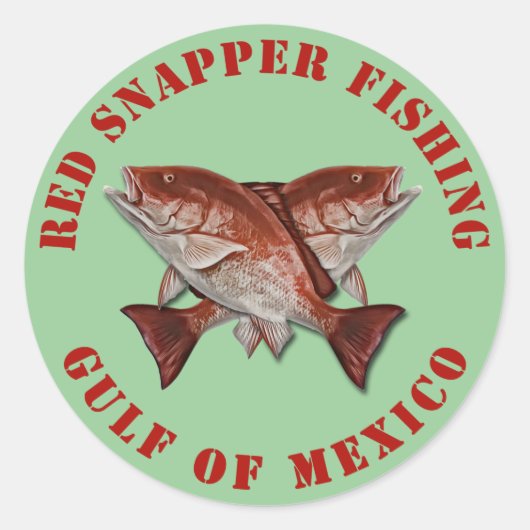 Red Snapper Vist Golf van Mexico Ronde Sticker (Voorkant)