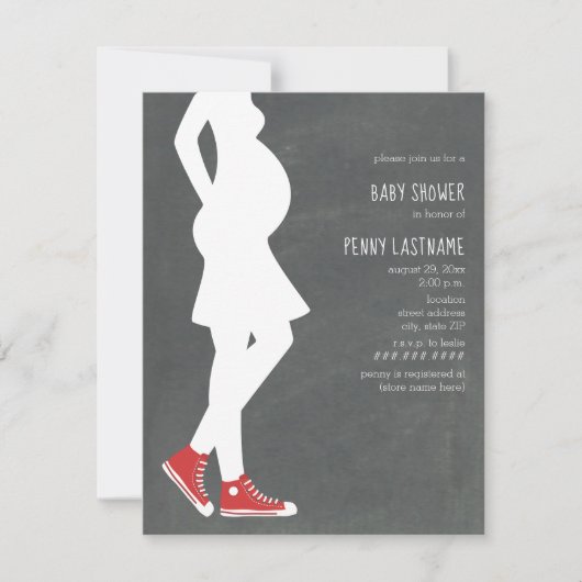 Red Sneakers Baby Bump Baby shower Kaart (Voorkant)