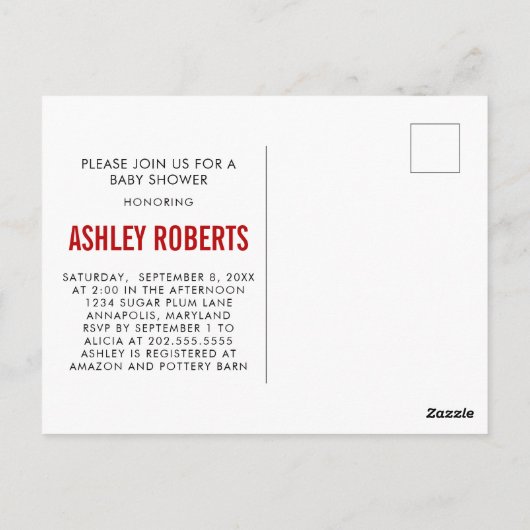 Red Sneakers Baby shower Invitation Briefkaart (Achterkant)