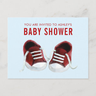 Red Sneakers Baby shower Invitation Briefkaart