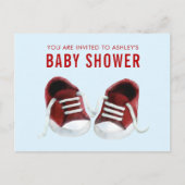 Red Sneakers Baby shower Invitation Briefkaart (Voorkant)