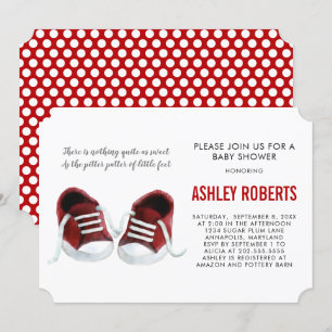 Red Sneakers Baby shower Uitnodiging, jongen of me Kaart