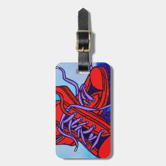 Red Sneakers Twee Bagagelabel (Voorkant verticaal)