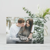 Red | Sneeuw zeer vrolijk twee foto's Feestdagenkaart (Staand voorkant)