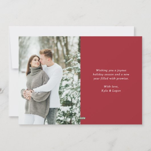 Red | Sneeuw zeer vrolijk twee foto's Feestdagenkaart (Achterkant)