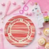 Red Snoep Stripes Naughty Nice kerst Papieren Bordje (Feest)