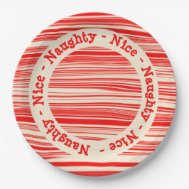 Red Snoep Stripes Naughty Nice kerst Papieren Bordje