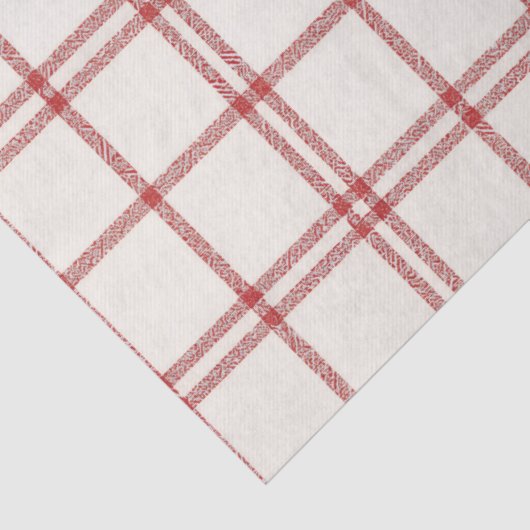 Red Snow Christmas Plaid Tissuepapier (Detail)