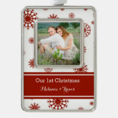 Red Snow Couples First Kerstversiering Verzilverd Omlijst Ornament (Voorkant)