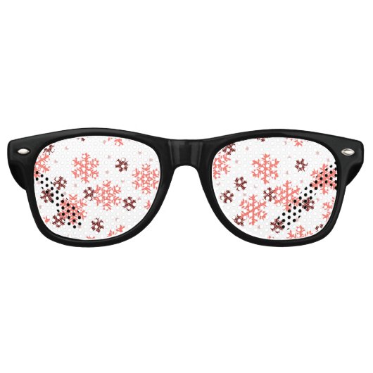 Red snow flakes Christmas pattern snow pattern des Retro Zonnebril (Voorkant)