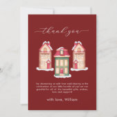 Red Snow Gingerbread Village Baby Shower  Bedankkaart (Voorkant)