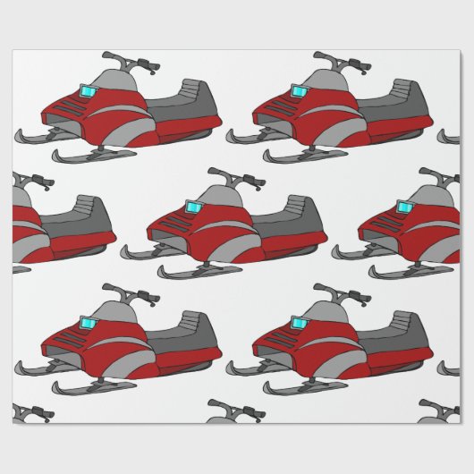 Red Snow Mobile Cadeaupapier (Vlak)