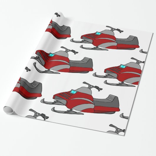 Red Snow Mobile Cadeaupapier (Uitgerold)
