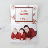 Red Snow on White Canvas Design Christmas Card Bedankkaart (Binnen)