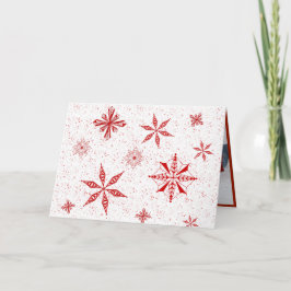 Red Snow on White Canvas Design Christmas Card Bedankkaart