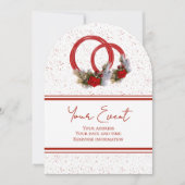 Red Snow op White Wreath Holiday Invitation Kaart (Voorkant)