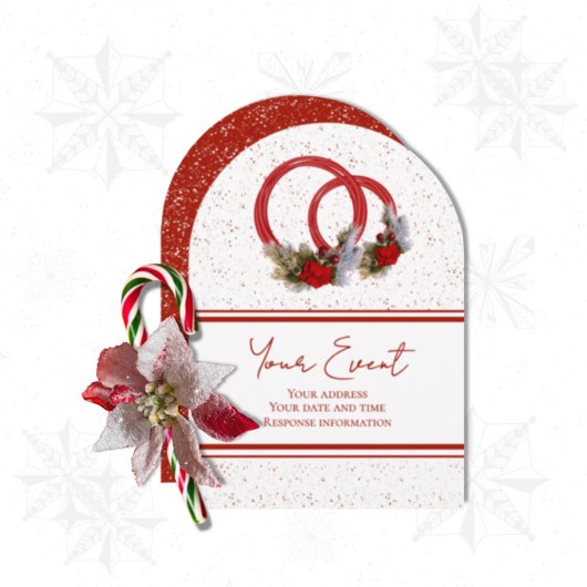 Red Snow op White Wreath Holiday Invitation Kaart