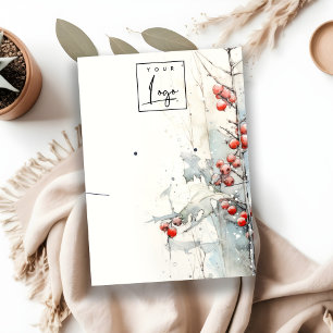 Red Snow Winter Berries Oorbel Ketting Houder Visitekaartje