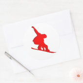 Red Snowboarder Ronde Sticker (Envelop)