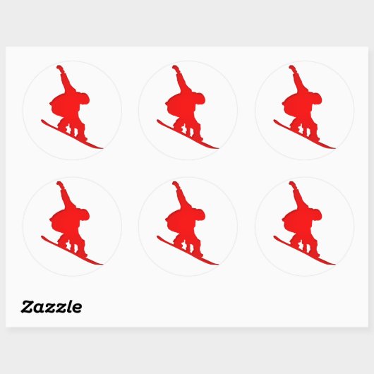 Red Snowboarder Ronde Sticker (Vel)