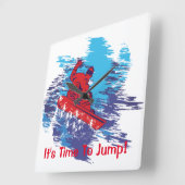 Red Snowboarder Vierkante Klok (Hoek)