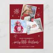 Red Snowflake | 3 Fotokerstmis Feestdagenkaart (Voorkant)