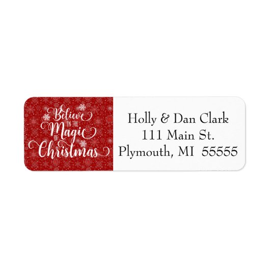 Red Snowflake Address Label (Voorkant)