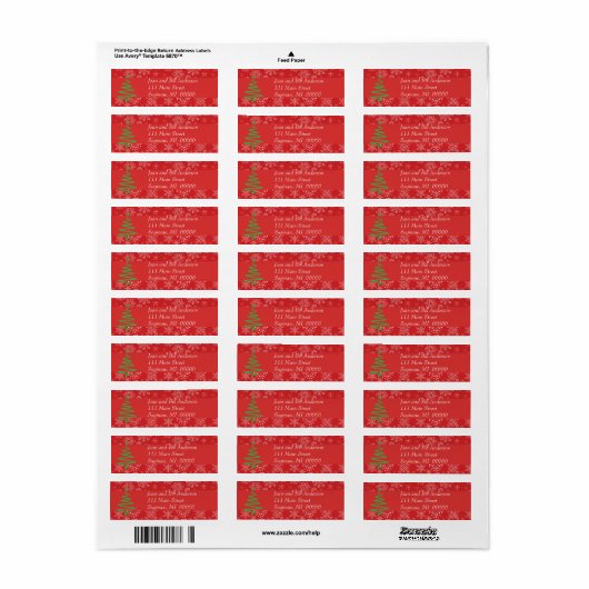 Red Snowflake Address Label (Full Sheet)
