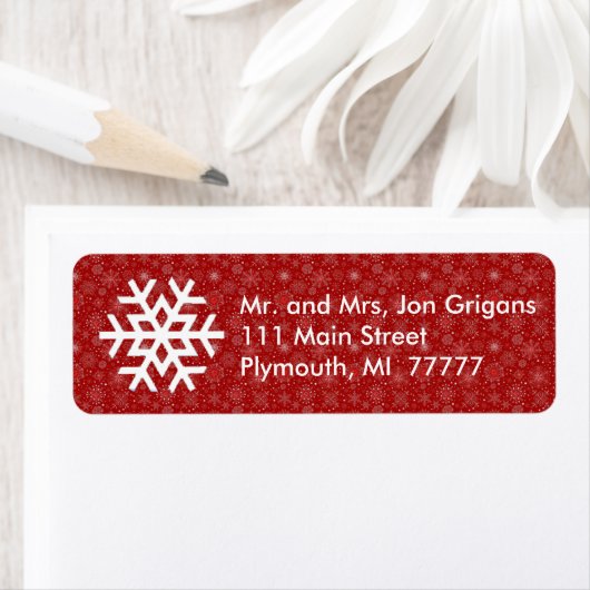 Red Snowflake Believe Address Label (Insitu)