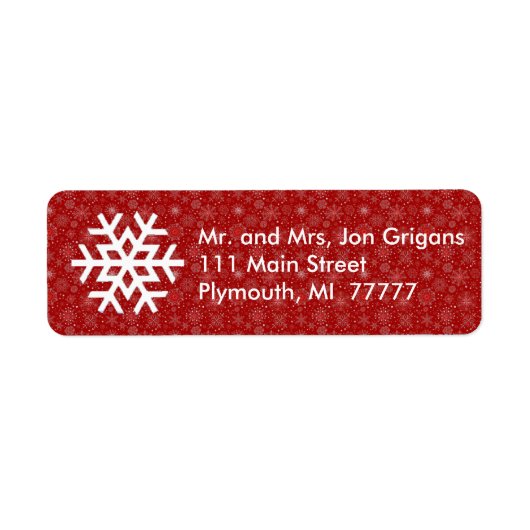 Red Snowflake Believe Address Label (Voorkant)