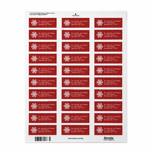 Red Snowflake Believe Address Label (Full Sheet)