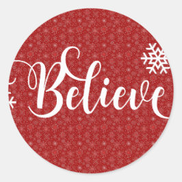 Red Snowflake Believe Sticker
