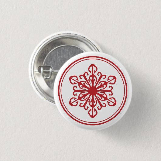 Red Snowflake Button (Voorkant /achterkant)