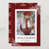 Red Snowflake Calligrafie-kerstkaarten Feestdagenkaart (Voorkant / Achterkant)