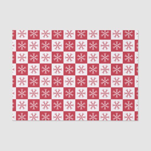 Red Snowflake Checkered Pattern kerstfeestdag Tissuepapier (Voorkant)
