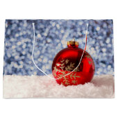 Red Snowflake Christmas Bauble Groot Cadeauzakje (Voorkant)