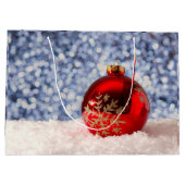 Red Snowflake Christmas Bauble Groot Cadeauzakje (Achterkant)
